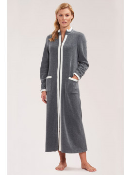 Louis Feraud Romantic Night Zipped Grey Robe